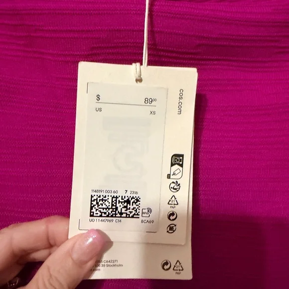 COS Vibrant Magenta Strapless Dress - Picture 4 of 5